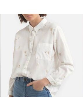 Women’s Cream Floral Button-Down Shirt